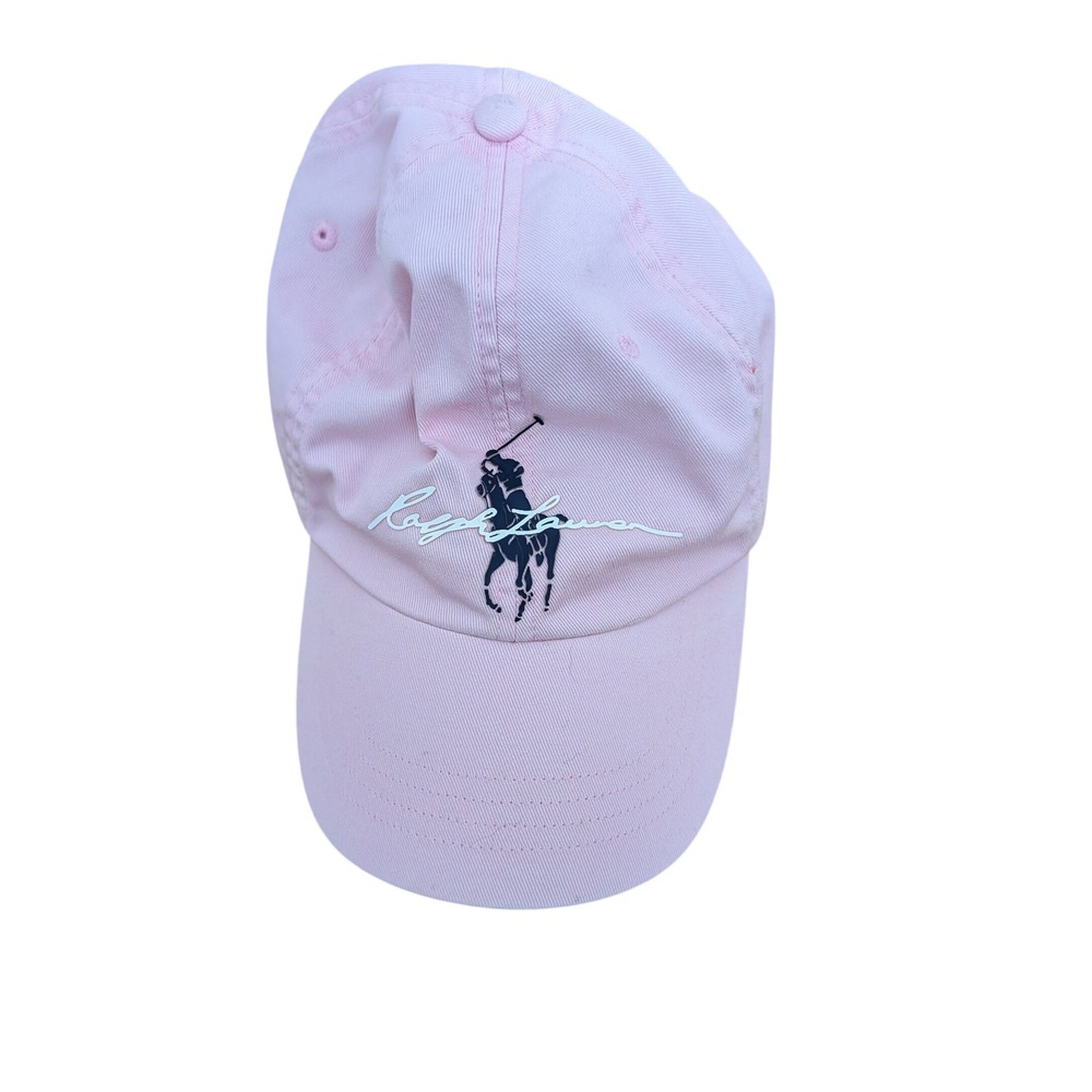 Polo Ralph Lauren Pink Baseball Cap Hat Big Pony Script Signature Leather Strap